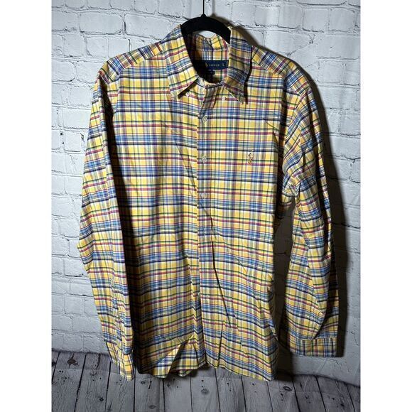 POLO RALPH LAUREN MENS LONG SLEEVE PLAID CLASSIC FIT SHIRT (L) ‎ EUC - Picture 1 of 5